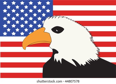 American Flag with Bald Eagle Patriotic Symbol Vector Background