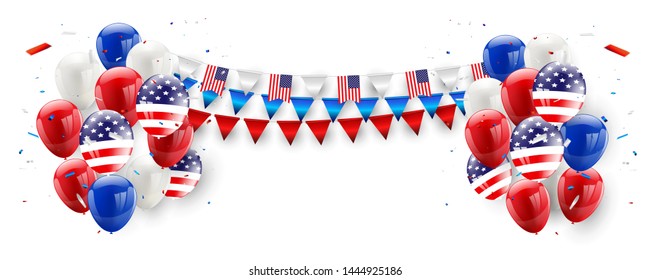 American flag balloons background. Sale Vector illustration.