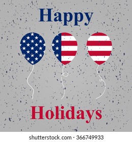 American flag in balloons. happy holidays