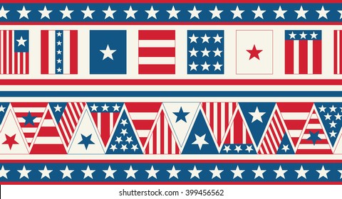 American Flag Banner. Fourth of July Burlap Party Banner.