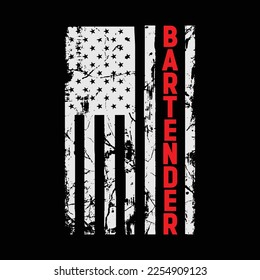 American Flag Bartender funny t-shirt design