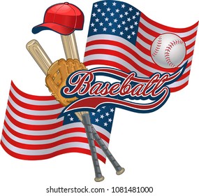 American Flag Baseball Baseball Label Stock Vector (Royalty Free ...