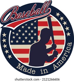 American Flag and Baseball. 
Baseball label
