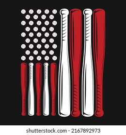 American Flag Baseball T-shirt Vector 