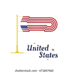 American flag of beautiful shape. Flat vector illustration EPS 10