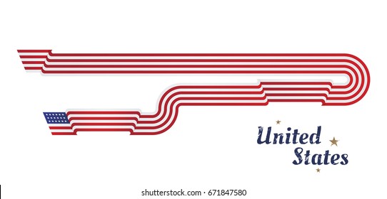 American flag of beautiful shape. Flat vector illustration EPS 10