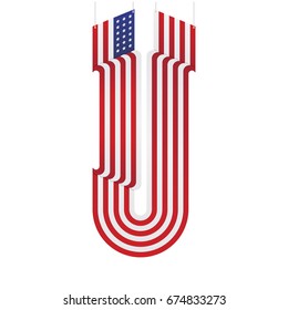 American flag of beautiful shape. Flat vector illustration EPS 10