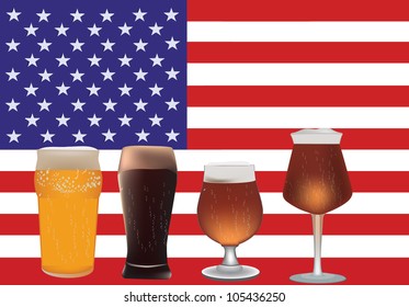 American flag with beer