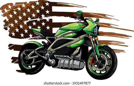 american flag with bike vector illustration design