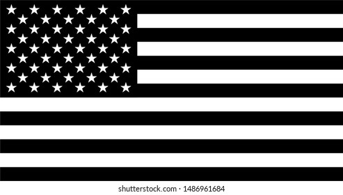 American Flag Black and White - US Flag Vector