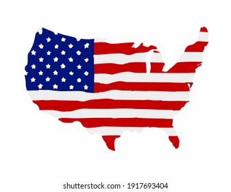 American Flag With Blended Map Of America