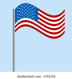 American flag blowing vector