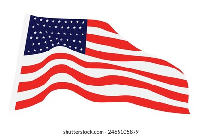 American flag blowing in the wind. Vector illustration design for decoration.