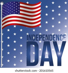 the american flag in a blue background with stars and text