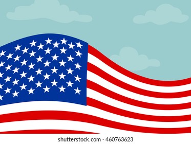 American Flag Blue Sky Background Stock Vector (Royalty Free) 460763623 ...