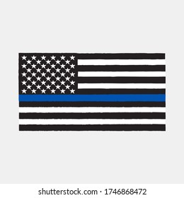 American flag with blue strip icon. US police symbol modern, simple, vector, icon for website design, mobile app, ui. Vector Illustration