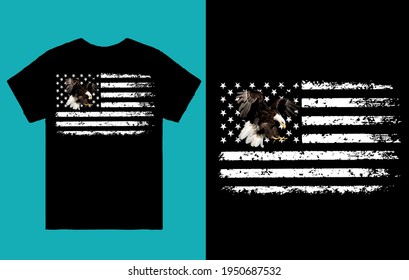 American flag with bold eagle - t shirt design vector