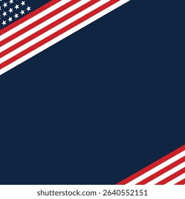 American flag border on blue background design vector template