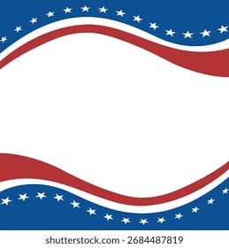 American Flag Border Vector Design Elements, USA Flag Wavy Border
