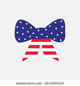 American Flag Bow Tie Vector USA Patriotic Accessory Design	
