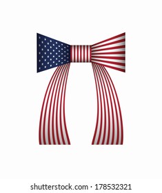 American flag bow. Vector illustration
