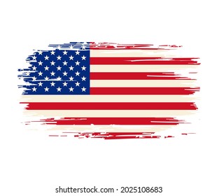 Fondo grueso del pincel de la bandera estadounidense. Ilustración vectorial.