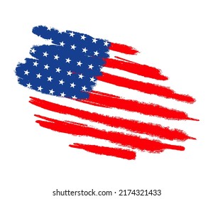 American flag with brush paint textured