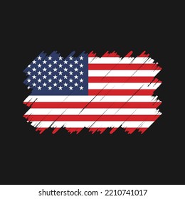 American Flag Brush Painted Vector Illustration