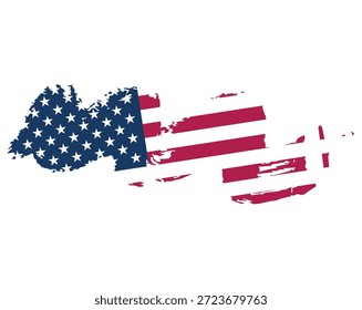 Amerikanische Flagge Pinsel Strich Hintergrund. Nationalsymbol der USA im Farbstrukturstil, einzeln auf Weiß.