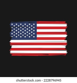 American Flag Brush Vector Illustration