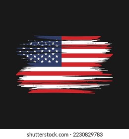 American Flag Brush Vector Illustration