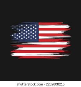 American Flag Brush Vector Illustration
