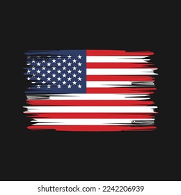 American Flag Brush Vector Illustration