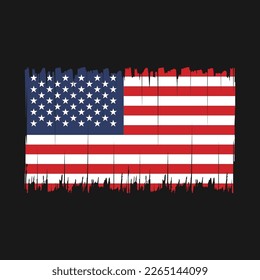 American Flag Brush Vector Illustration