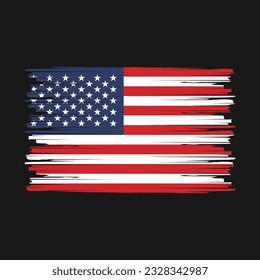 American Flag Brush Vector Illustration