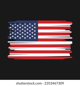 American Flag Brush Vector Illustration