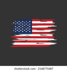 Vector de pincel de bandera estadounidense. Bandera nacional
