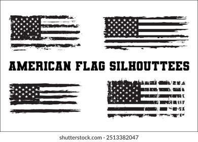 American Flag Bundle Silhouette  USA Flag Silhouette 