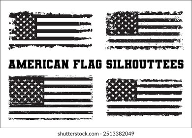 American Flag Bundle Silhouette  USA Flag Silhouette 