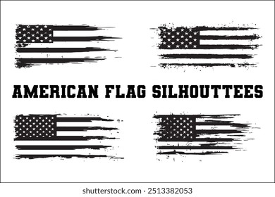 American Flag Bundle Silhouette  USA Flag Silhouette 