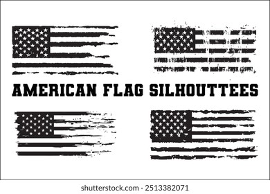 American Flag Bundle Silhouette  USA Flag Silhouette 