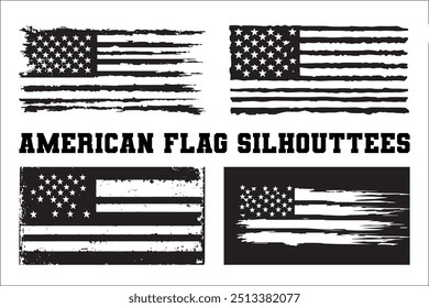 American Flag Bundle Silhouette  USA Flag Silhouette 