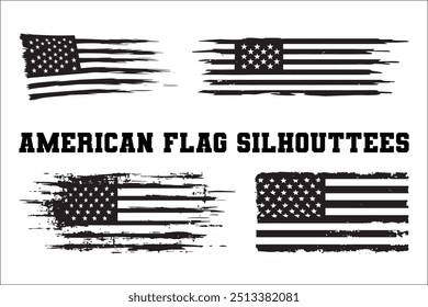 American Flag Bundle Silhouette  USA Flag Silhouette 