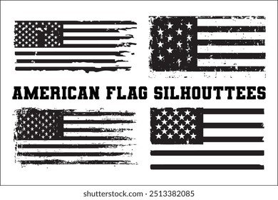 American Flag Bundle Silhouette  USA Flag Silhouette 