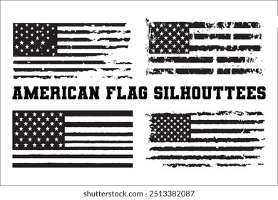 American Flag Bundle Silhouette  USA Flag Silhouette 