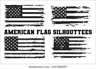 American Flag Bundle Silhouette EUA Flag Silhouette 