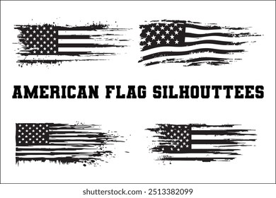 American Flag Bundle Silhouette  USA Flag Silhouette 