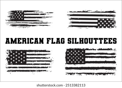 American Flag Bundle Silhouette  USA Flag Silhouette 