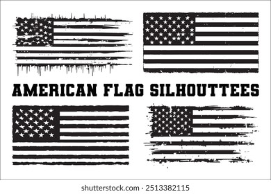 American Flag Bundle Silhouette  USA Flag Silhouette 