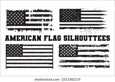 American Flag Bundle Silhouette  USA Flag Silhouette 